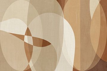 Abstracte organische vormen in aardetinten op linnen van Abstract Minimalist Art