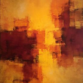 Modern abstract art in warm orange tones by Lauren Wilde