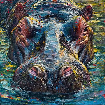 Peinture de l'hippopotame sur Caprices d'Art