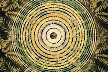 Circle pattern in natural tones with leaf motif by Lisette Rijkers