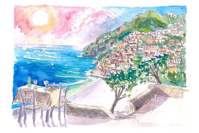 Incredible cafe with sea view, Positano, Amalfi coast and sea by Markus Bleichner