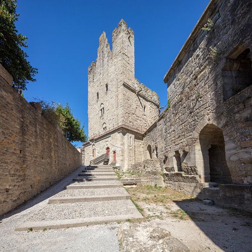 Old fortified house in old town of Carcassonne in France