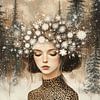 Sneeuwvlokken en Winterbos van Your unique art