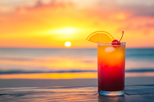 Drankje bij zonsondergang