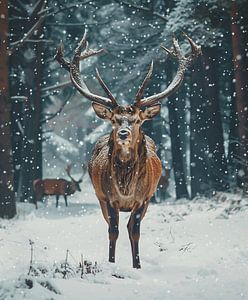 Frostiger Hirsch im Morgengrauen