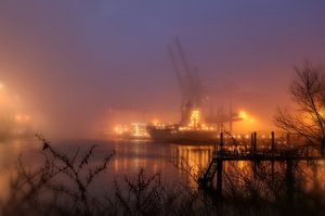 Hamburg - Nebel über dem Burchardkai