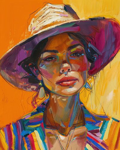 Portrait de femme aux couleurs vives sur Digatelier