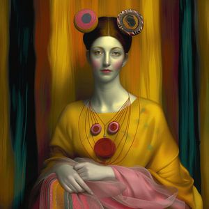Frau mit Strickwaren