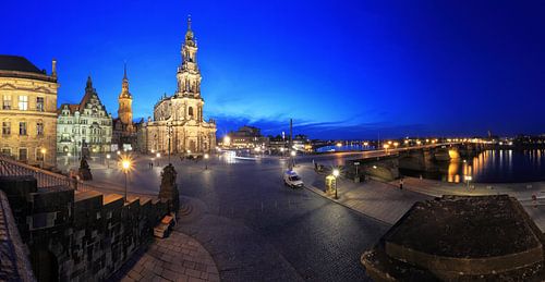 Dresden skyline at the blue hour