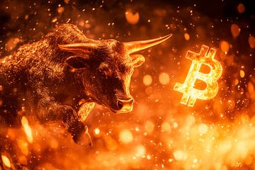 Bullmarkt en cryptocurrency - Dynamisch van Poster Art Shop