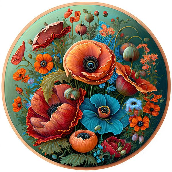 Poppies for round print by Bert Nijholt