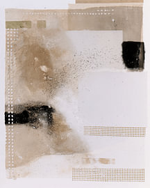 Abstrakte Collage in Beige, Weiß und Schwarz, im Japandi-Stil