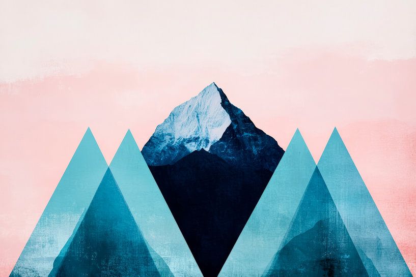 Geometric mountains with soft colours by Poster Art Shop