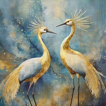 Crane Conversations - If Birds Could Chat by Gisela- Art for You