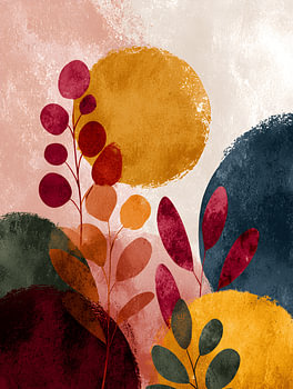 Abstrakte Herbstlandschaft mit Sonne