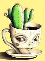 Cactussen in zwarte koffie