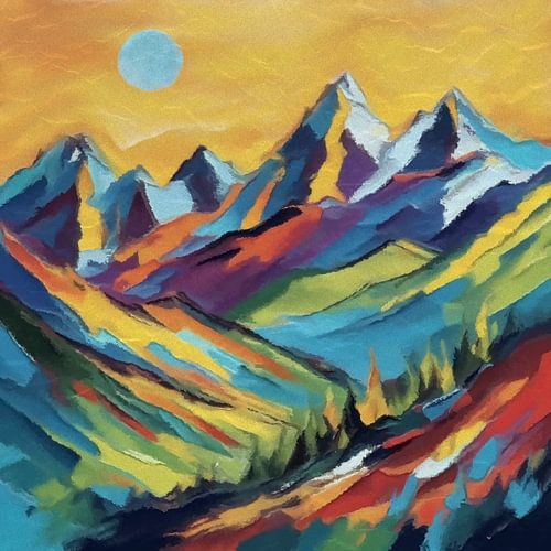 Buntes Abstraktes - Berge, Sonne und Tal (3)