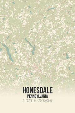 Vintage landkaart van Honesdale (Pennsylvania), USA. van MijnStadsPoster