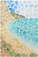 Strand Porto Katsiki op Lefkada (abstract aquarel schilderij Griekenland zon zee strand vakantie)
