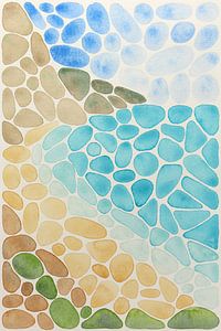 Strand Porto Katsiki op Lefkada (abstract aquarel schilderij Griekenland zon zee strand vakantie)