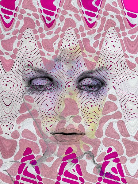 Le visage avec les vagues roses par Gabi Hampe