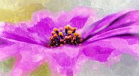 Close-up van een roze bloem, aquarel van Rietje Bulthuis thumbnail