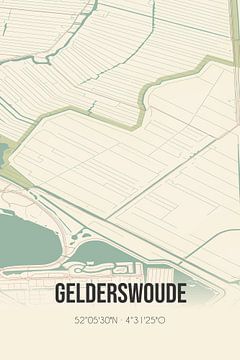 Vintage landkaart van Gelderswoude (Zuid-Holland) van Rezona