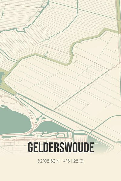 Alte Karte von Gelderswoude (Südholland) von Ortsdrucke