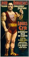 American old poster about the strongest man in the world from 1898
