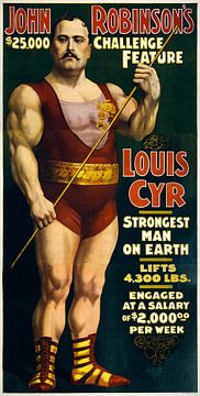 Vieille affiche américaine de 1898 sur l'homme le plus fort du monde sur Atelier Liesjes