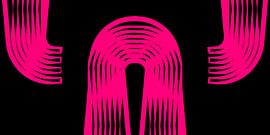 Regenbogen Landschaft Retro Abstrakt Pink von Mad Dog Art