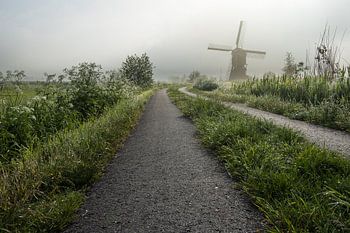 Broekmolen in de mist (Streefkerk)