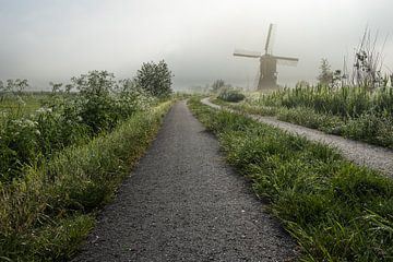 Broekmolen im Nebel (Streefkerk) von Hans Goudriaan