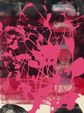 Rosa Blumen. Bunte abstrakte Kunst in leuchtenden Farben von Dina Dankers