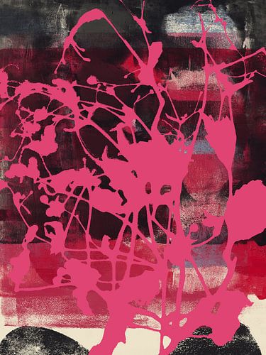 Roze bloemen. Kleurrijke abstracte kunst in levendige kleuren