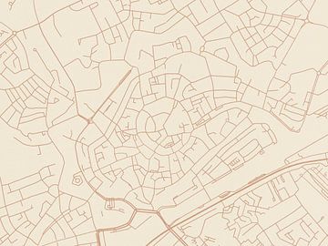 Kaart van Middelburg Centrum in Terracotta van Map Art Studio