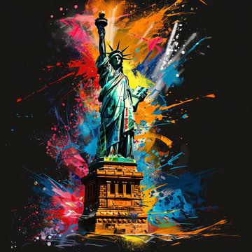 Vrijheidsbeeld in New York in Graffiti Stijl van Thea