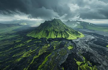 Vulkanische pracht vanuit de lucht van fernlichtsicht