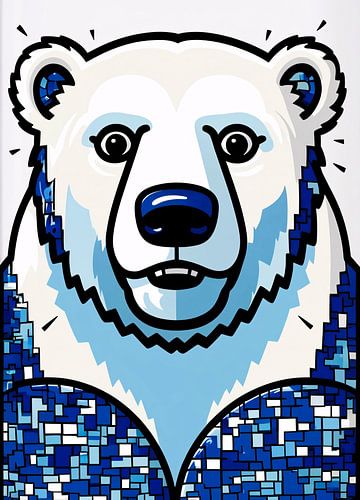 Kleurrijke ijsbeer in pop-artstijl