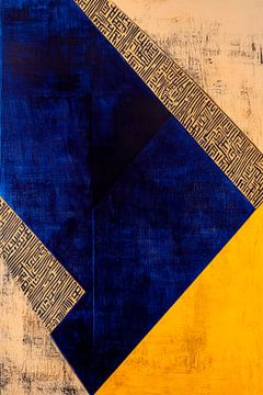 Geometric colour harmony in blue and yellow by Poster Art Shop