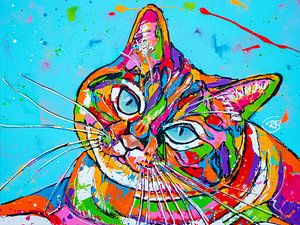 Poes met blauwe ogen van Happy Paintings