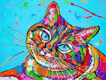 Katze mit blauen Augen von Happy Paintings