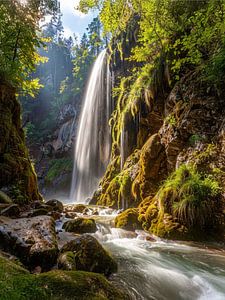 Wasserfall in wildromantischer Natur - Waterval in een idyllische, ongerepte natuur