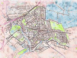 Map of Gouda with the style 'Soothing Spring' by Maporia