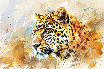 Abstract schilderij van een luipaard van De Muurdecoratie
