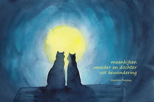 Moon viewing Katzen Haiku néerlandais
