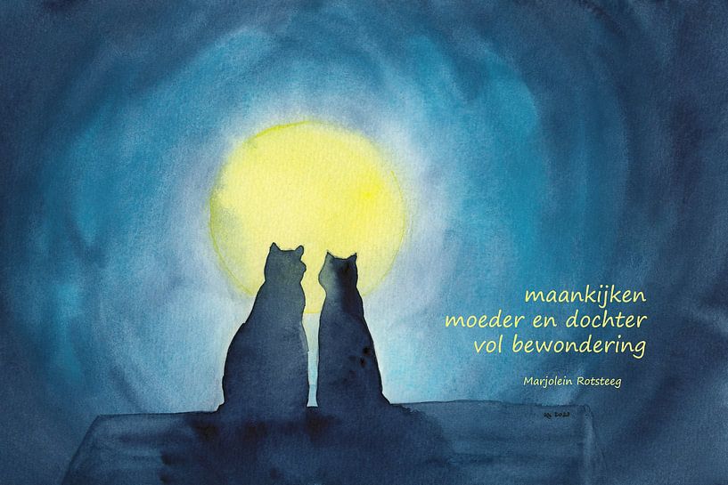 Moon viewing Katzen Haiku holländisch von Karen Kaspar