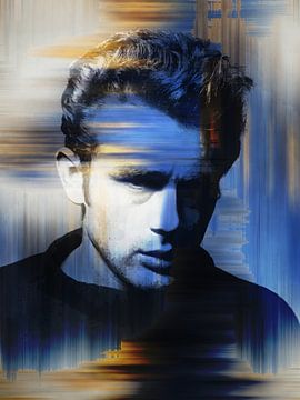 James Dean Abstract Modern Portret in  Blauw Oranje