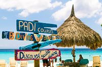 Beach signs with parasol, Curacao