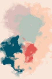 Peinture abstraite aux couleurs pastel. Bleu, rose, violet et blanc sur Dina Dankers